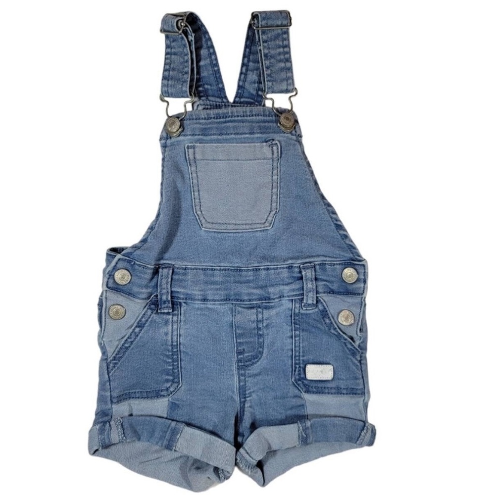 7 For All Mankind patchwork denim jean shortall overalls sz 3T
